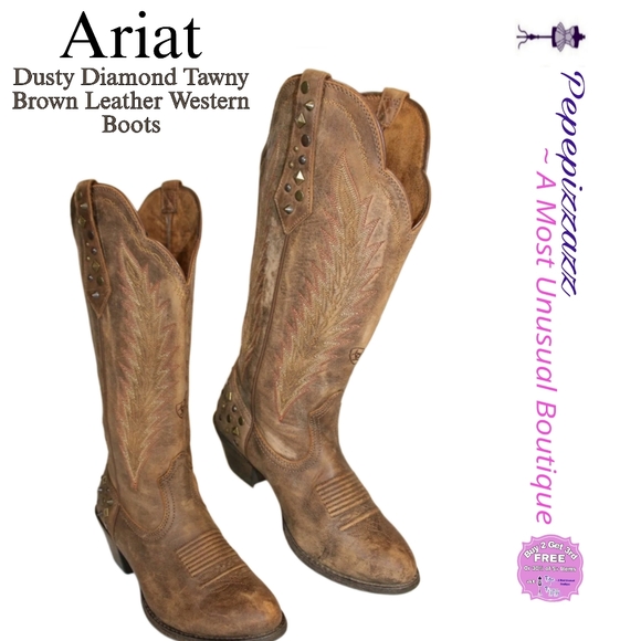 Ariat Dusty Diamond 10018598 Womens 7 B Tawny Brown Leather Western Boots - Picture 2 of 15